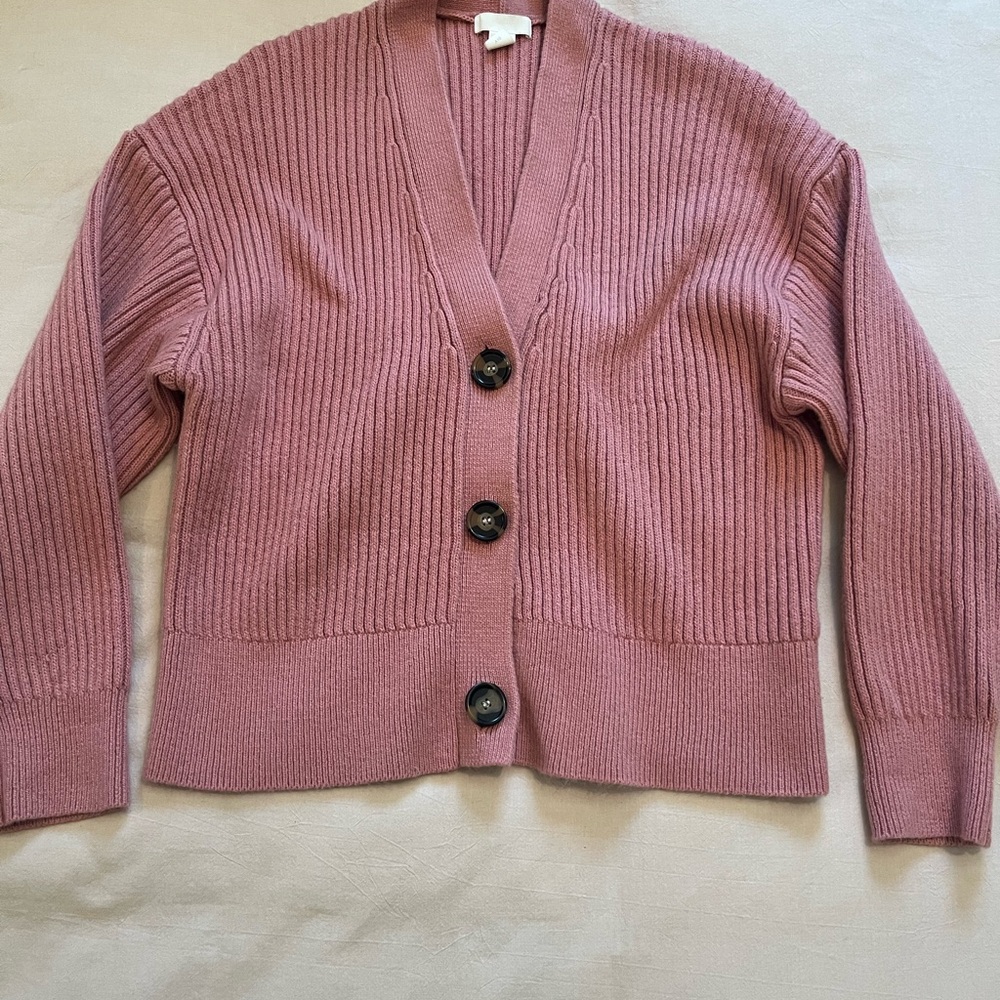 H&M Pink Chunky Knit Cardigan Sweater